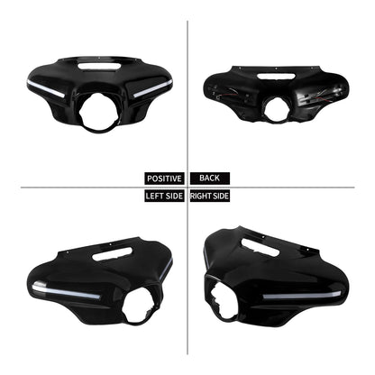 Motorcycle Front Headlight Fairing With LED Light Batwing Outer Cowl Cover For Harley Touring Street Electra Glide Ultra 2014-24