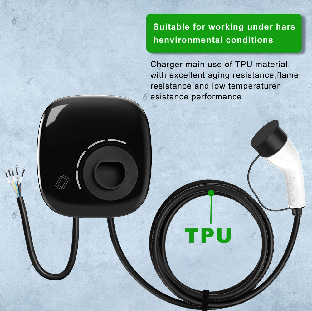 ADPOW 3Phase Type2 EV Charger Station 5M Cable 11kW / 22kW EVSE Charging Wallbox With APP Control Adjust Current Set Delay Time