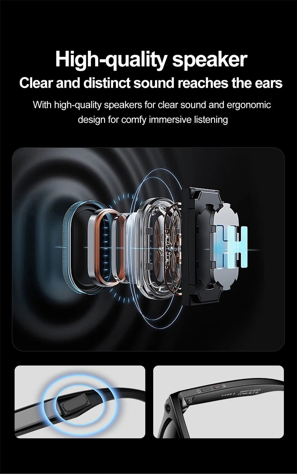 LIGE AI Camera Glasses Wireless Smart Sunglasses with Camera Bluetooth Call Music Glasses Video Sound Recording Antiblue Glasees