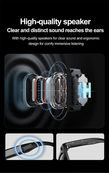 LIGE AI Camera Glasses Wireless Smart Sunglasses with Camera Bluetooth Call Music Glasses Video Sound Recording Antiblue Glasees