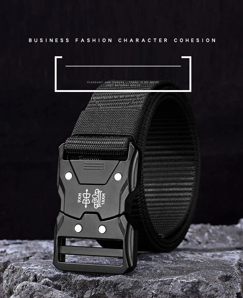 Genuine Tactical Belt Black Quick Release Outdoor Men's Belt Buckle Quick Release Elastic Belt Sport Nylon Braided Belts for Men