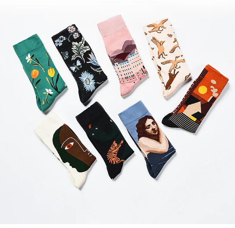 2024 Autumn and winter new socks female French plant series in high tide women's socks  designer socks