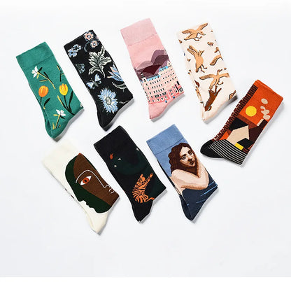 2024 Autumn and winter new socks female French plant series in high tide women's socks  designer socks