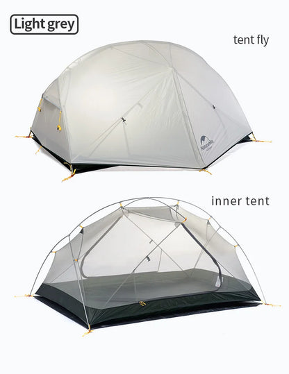Naturehike Mongar Tent Camping Tent 2 Person Ultralight Professional Waterproof & Windproof Backpack Tent 20D Nylon Travel Tent