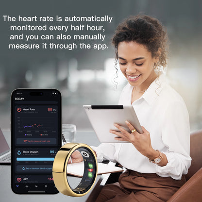 Amovan Nova Smart Ring Premium Quality AI Analysis GPS Sports Mode Heart Rate Blood Oxygen Stress Sleep Temperature Monitor