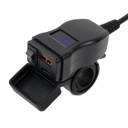 PD QC3.0 Motorcycle USB Fast Charger 12V Power Supply Adapter 60W Handlebar USB Type C Socket with Switch Voltmeter Waterproof