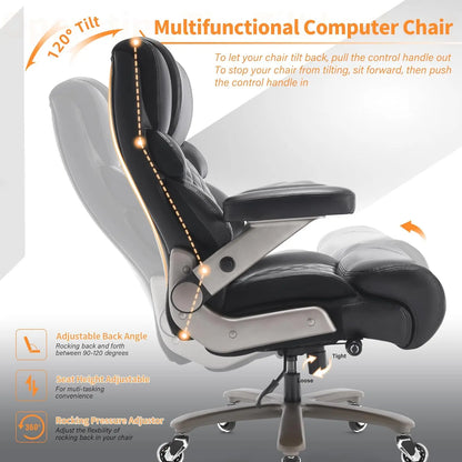 700lbs Big and Tall Office Chair-Large Computer Chair with Adjustable Lumbar Support 3D Flip Arms Plus Size Wheels,, Customized
