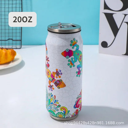 500ML Thermos with Straw 304 Stainless Steel Beer Bottle Cola Can Termos Para Cafe Beer Cold Keeper Home Kitchen Drinkware