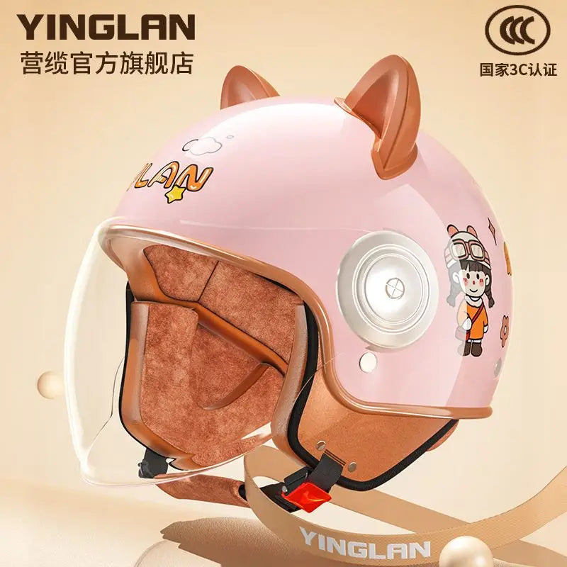 Winter Warm Women's Electric Car Helmet Four Seasons Motorcycle Safety Cap Full Face Helmet 3C Certified Abs Material