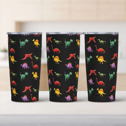 Stainless Steel Tumbler Dinosaur Silhouette Mugs Cup With Straws Animal Beach Cold Drink Water Bottle Insulated Thermal Mug
