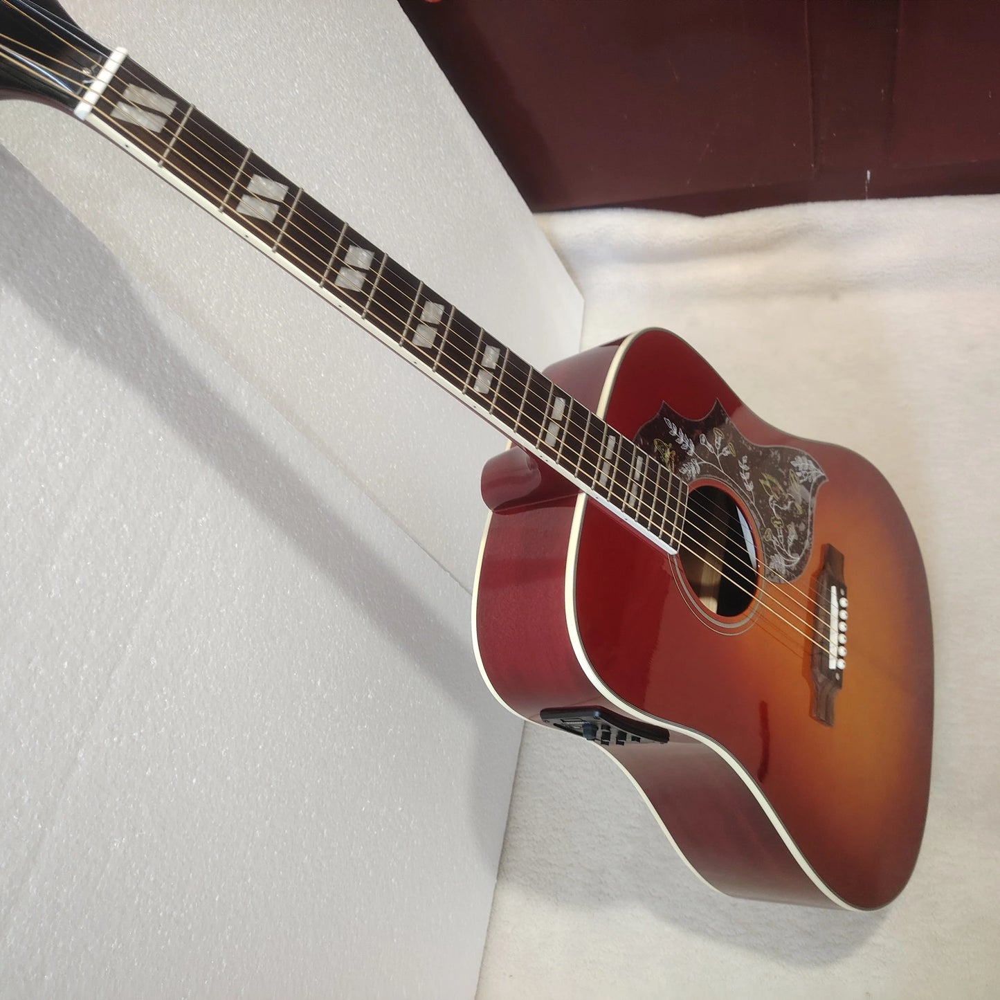 [Original Guitar]High quality bird acoustic guitar, top solid spruce, 301EQ, cow bone nut, free shipping from US warehouse,