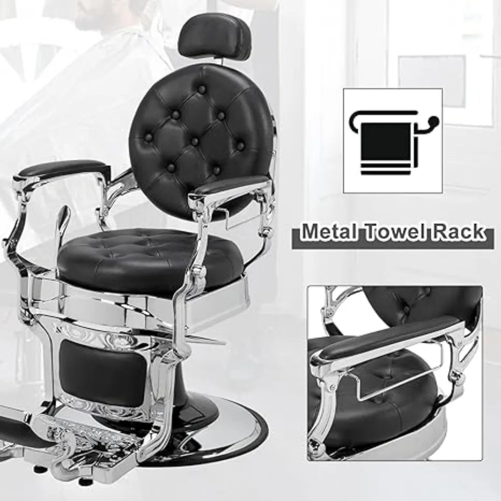 Heavy Duty Barber Chair 700lbs Capacity Vintage Recline Style Hydraulic Operation 360° Rotatable Barber Chair,Customized
