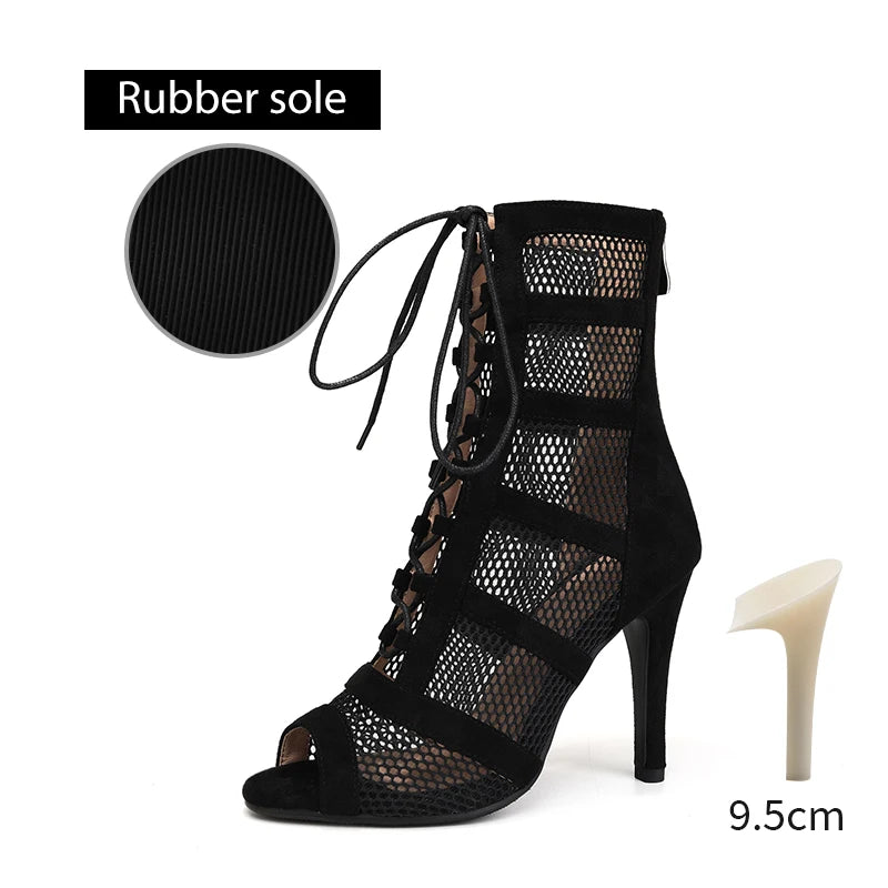DKZSYIM Dance Boots Latin Women Ballroom Dance Shoes Ladies Girls Soft Soles Tango/Salsa Dance Shoes Sexy Thin Heel 7cm-11cm