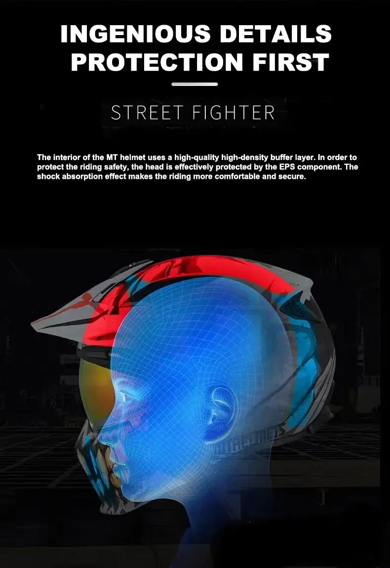 MT Street Fighter Motorcycle Helmet Detachable Combination Electroplated Gold Helmet ECE DOT Certification Full Face Casco Moto