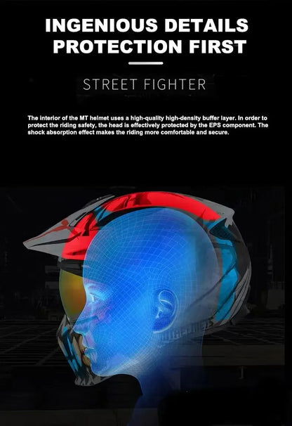 MT Street Fighter Motorcycle Helmet Detachable Combination Electroplated Gold Helmet ECE DOT Certification Full Face Casco Moto