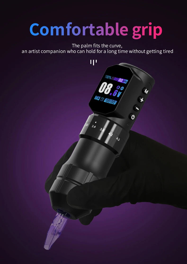 POPEIRONS Pro U Brave1.0 Wireless Tattoo Pen with Adjustable Stroke Tattoo Pen FM Cut Line and Fog