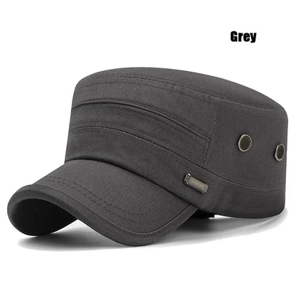 Spring and Summer Simple Cotton Adjustable Cadet Flat Cap Sun Hat Trucker Caps Dad Hats