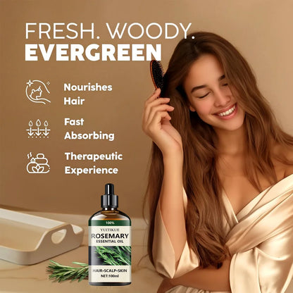 YUITIKUE 100% Pure Rosemary Essential Oil 10ml - For Hair Growth, Scalp Care, Skin & DIY, Natural & Undiluted