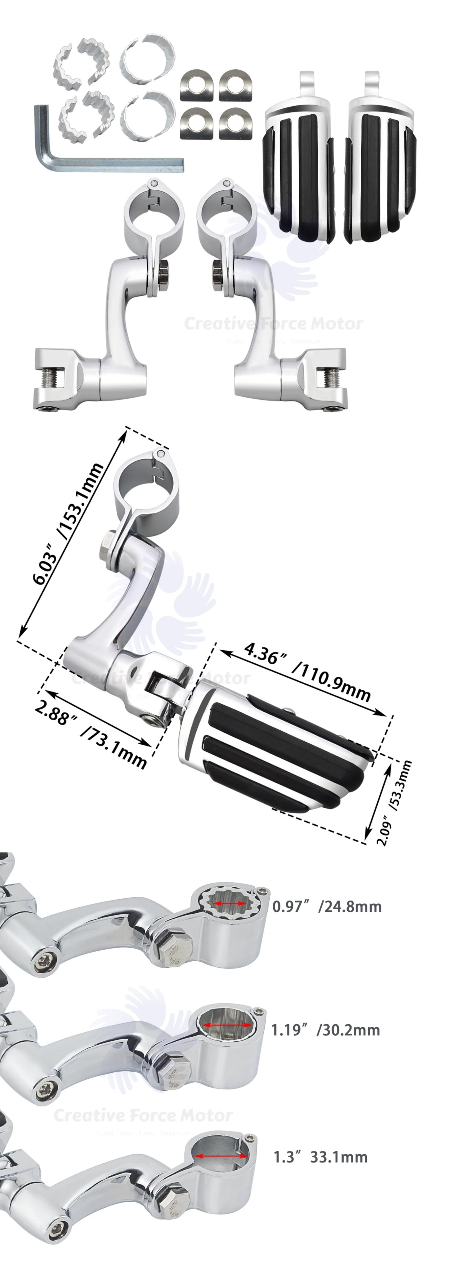 Motorcycles 25-35mm Clamp Engine Guard Highway Foot Pegs For Harley Honda Yamaha Kawasaki Road King Street Glide 3 Davidson Dyna