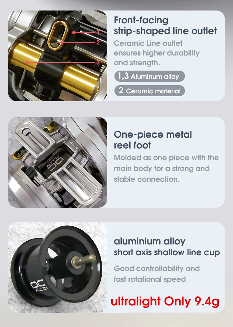 SEASIR DC Alloy ALL-metal Round reel DC Drum Digital Control Ultralight 166g Saltwater Metal Guide Baitcast Fishing Reel