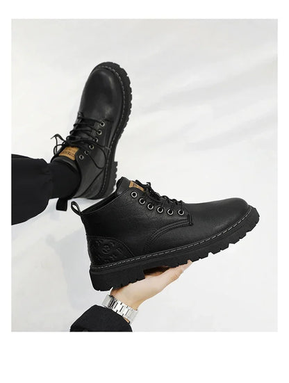 2024 New Men's Shoes High-top Leather Boots Men's Casual Fashion  Boots Retro All-match Work Shoes Fashion Desert Boots
