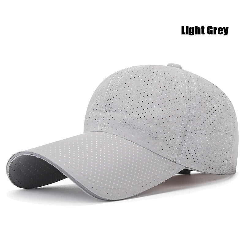 Extended Brim Summer Breathable Perforated Quick-Drying Adjustable Baseball Cap Sun Hat Trucker Caps Dad Hats