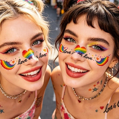 Waterproof Rainbow Freckles Face Tattoo Facial Art Disposable Face Temporary Tattoos Long Lasting Makeup Stickers Pride Month