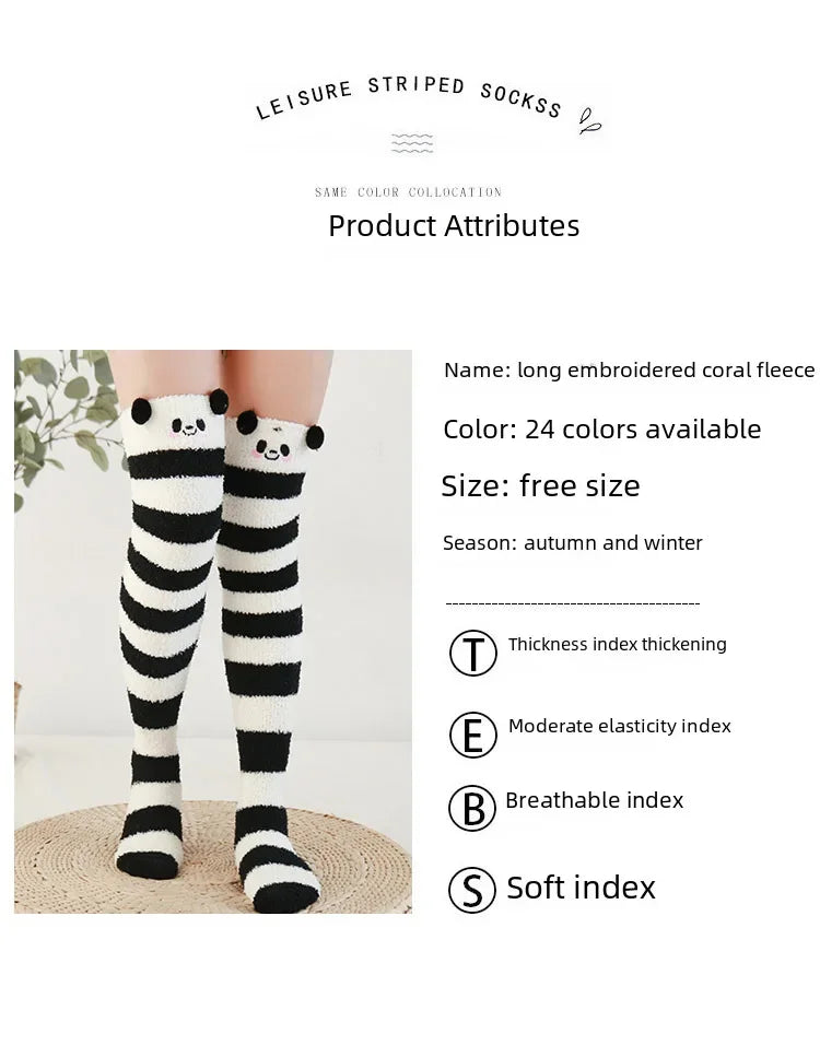 Snug Fleece Over Knee Socks Plush Cozy Winter Fall Sweet Long Female Hosiery Soft Fuzzy Leg Covers Floor Wear2024 New Bulk Deal
