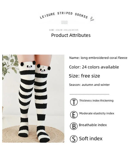 Snug Fleece Over Knee Socks Plush Cozy Winter Fall Sweet Long Female Hosiery Soft Fuzzy Leg Covers Floor Wear2024 New Bulk Deal