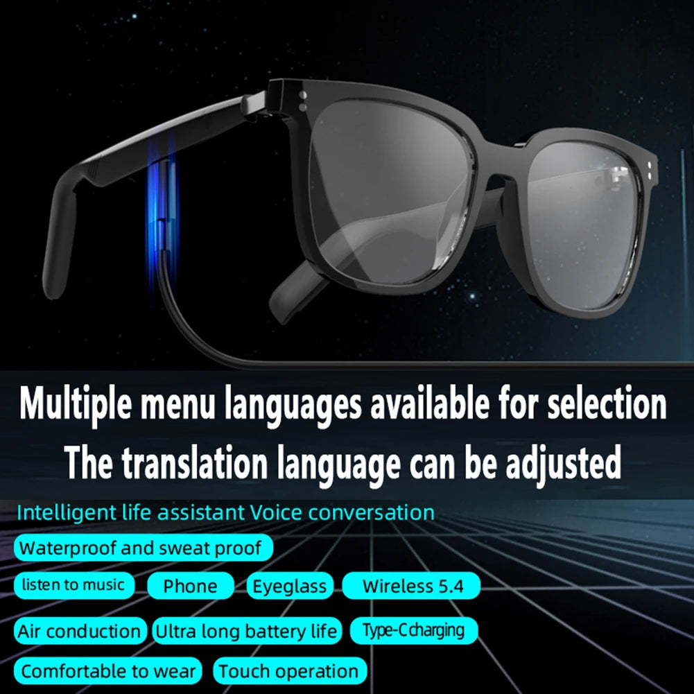 Intelligent Translator Glasses BT 5.4 Call Audio Music Call Sunglasses 144 Languages Polarized Lens Smart Glasses for Men Women