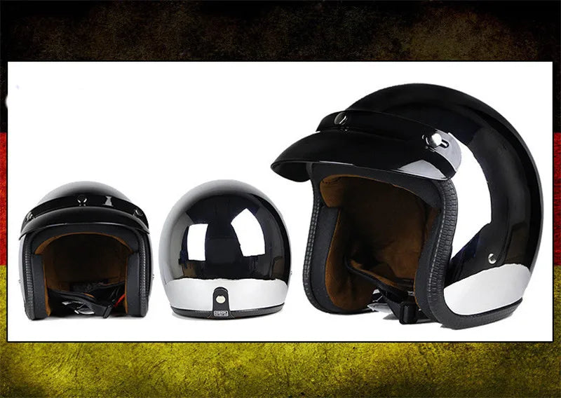 HOT Unique Silver Plating Open Face Retro Motorcycle Helmet Vintage Moto Chrome Helmet Sliver Jet Moto 3/4 Half Casco Casque