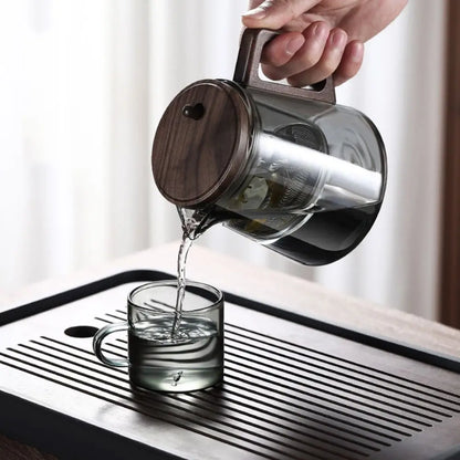Creative Tea separation Glass Teapot 650ML Heat Resistant Lazy Kungfu Drip Teapot Transparent Press Control