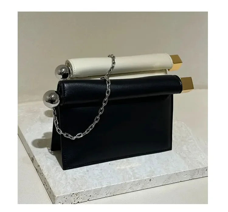 2025 New Retro Style pu Leather Shoulder Chain Crossbody Flip Cover Accordion Bags Small Square Bag Women's Handbag