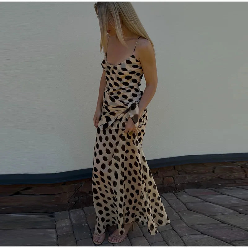 2026 Women Chic Vacation Outfits Fashion Leopard Print Sheer Chiffon Shirt Casual Turn-down Collar Mini Dress & Detachable Scarf