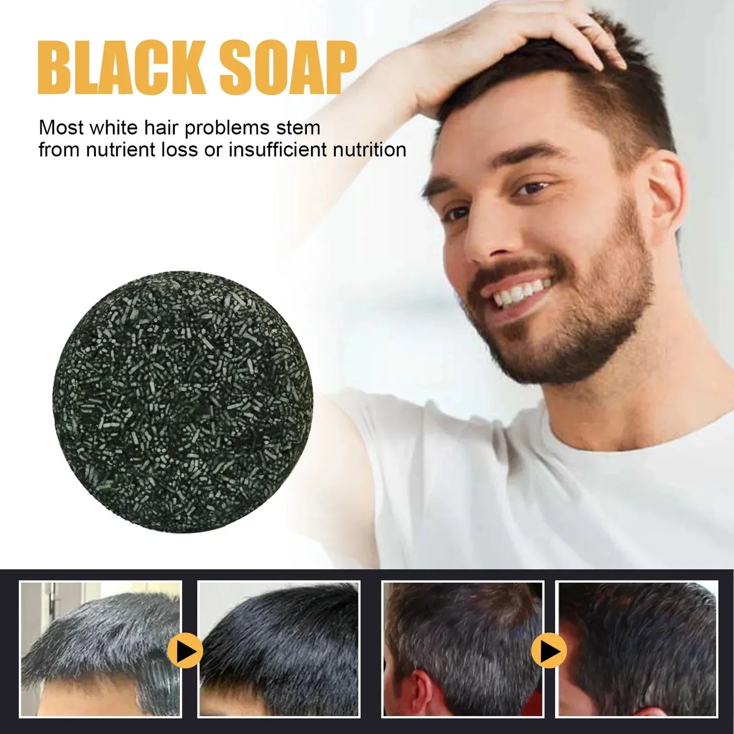 Magic White Hair to Black Shampoo Dye Soap Natural Color Soap Restore Gray Beard Cover Gray Hair Dye Hair Fixing Shampoo