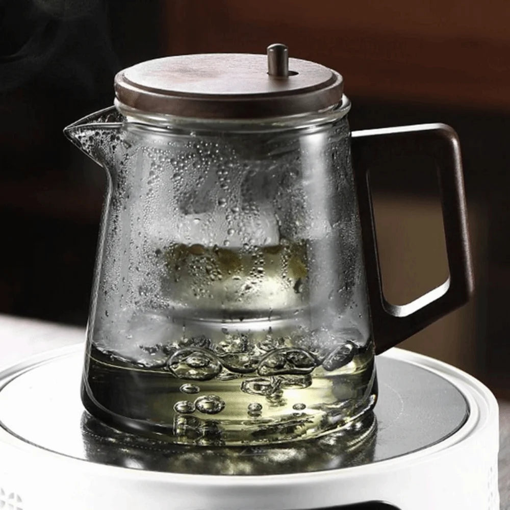 Creative Tea separation Glass Teapot 650ML Heat Resistant Lazy Kungfu Drip Teapot Transparent Press Control
