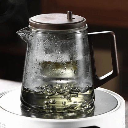 Creative Tea separation Glass Teapot 650ML Heat Resistant Lazy Kungfu Drip Teapot Transparent Press Control
