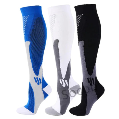 3/6/7 Pairs Compression Socks Women Medical Edema Running Socks Men Knee Length Cycling Socks  Football Basketball Outdoor trave