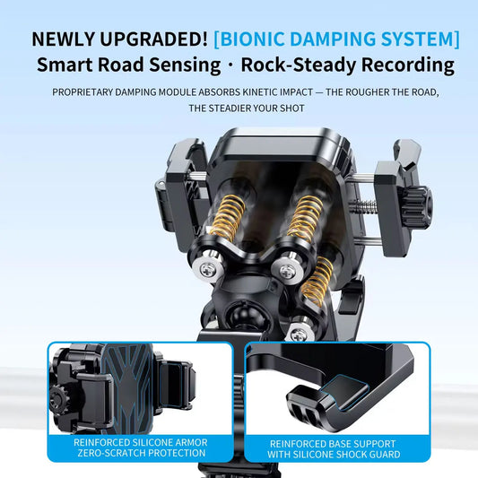 Motorcycle Riding Shock-Absorbing Phone Holder Adjustable Anti-Theft Quick Release Navigation Bracket with Mountain/Road Bicycle