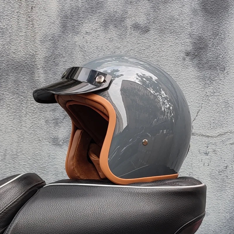 Retro semi-open motorcycle helmet cross-country motorcycle accessories motorcycle helmet 3/4 retro helmet in winter