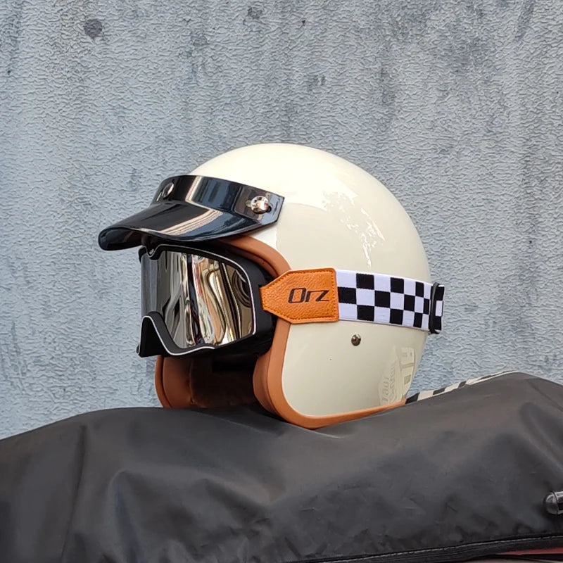 Retro semi-open motorcycle helmet cross-country motorcycle accessories motorcycle helmet 3/4 retro helmet in winter