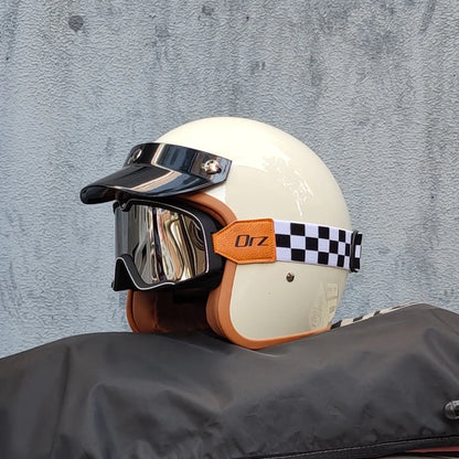 Retro semi-open motorcycle helmet cross-country motorcycle accessories motorcycle helmet 3/4 retro helmet in winter