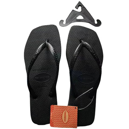 2025 Summer New Women's Square Toe Rubber Flip Flops Luxury Casual Outdoor Beach Sandals Size 35-42 Women's Shoes