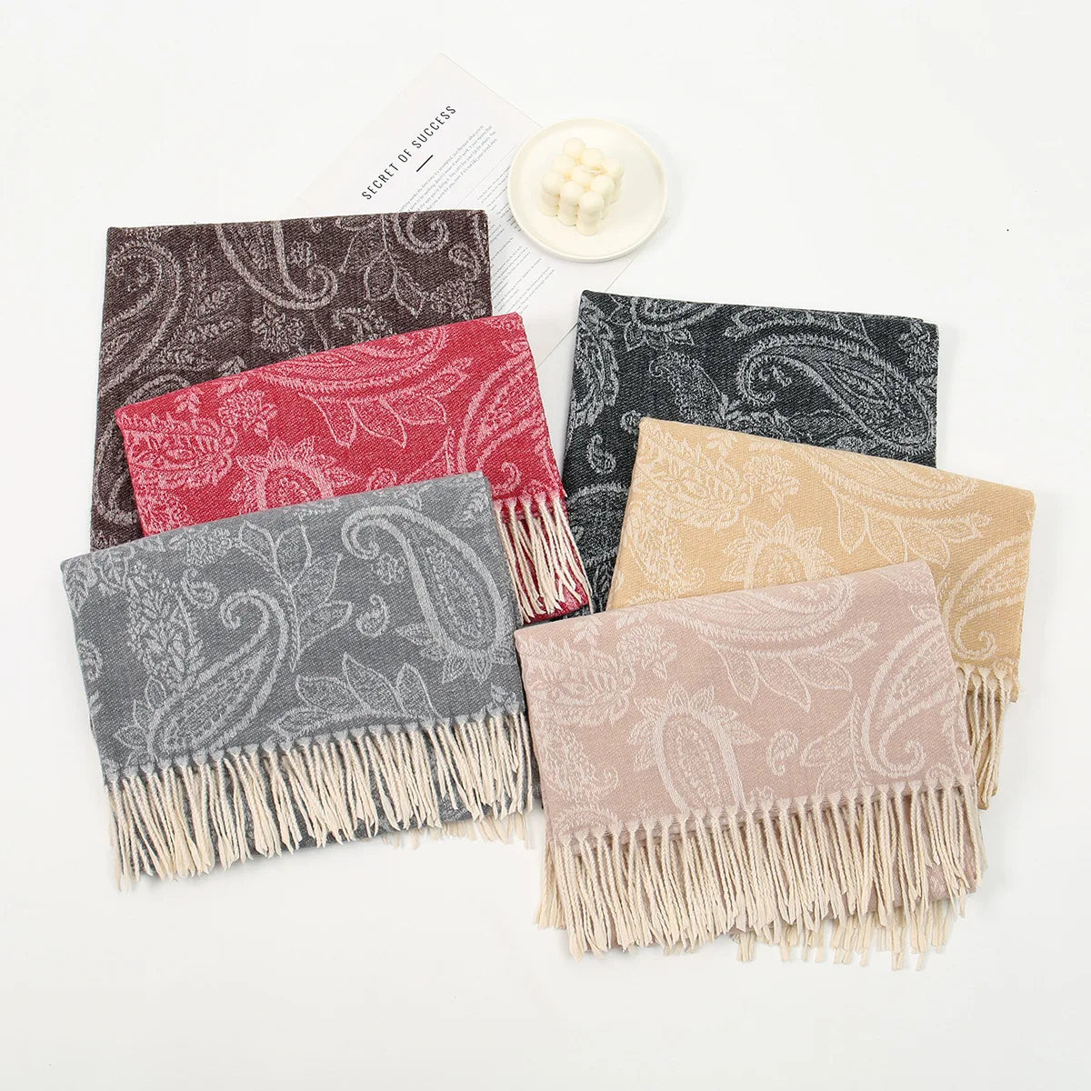Autumn New Hot-selling Imitation Cashmere Cashew Fringed Scarf Women's Versatile Fashion Thickened Outer Warm Office Shawl