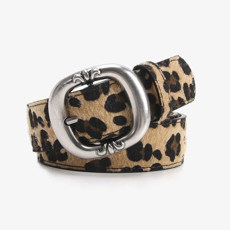 Leopard Print Belt Women's Fashion Casual Versatile Jeans Accessories Girdle Gothic Retro Pu Leather Pin Buckle Waistband