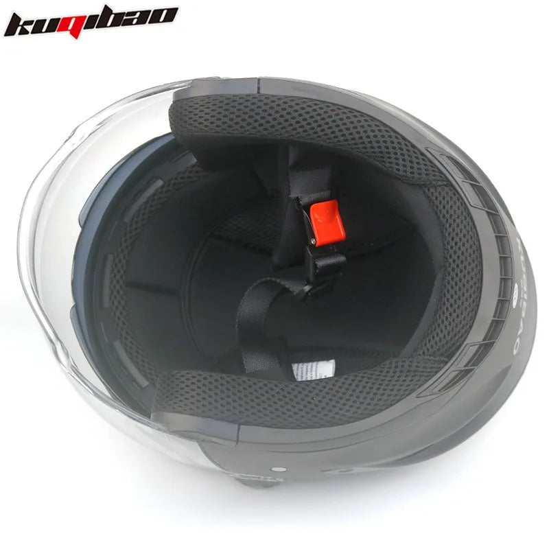HOT KUQIBAO Bluetooth Motorcycle Helmet 3/4 Open Face, Dual Visor, ABS Shell with Noise Control & Ventilation & Removable Liner