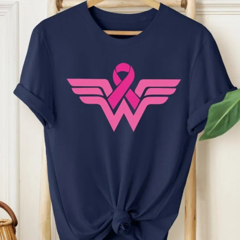Cancer Ribbon Wonder lady T-Shirt Cancer Awareness Shirt Cancer Survivor Warrior print shirts aesthetic clothes cotton tee tops