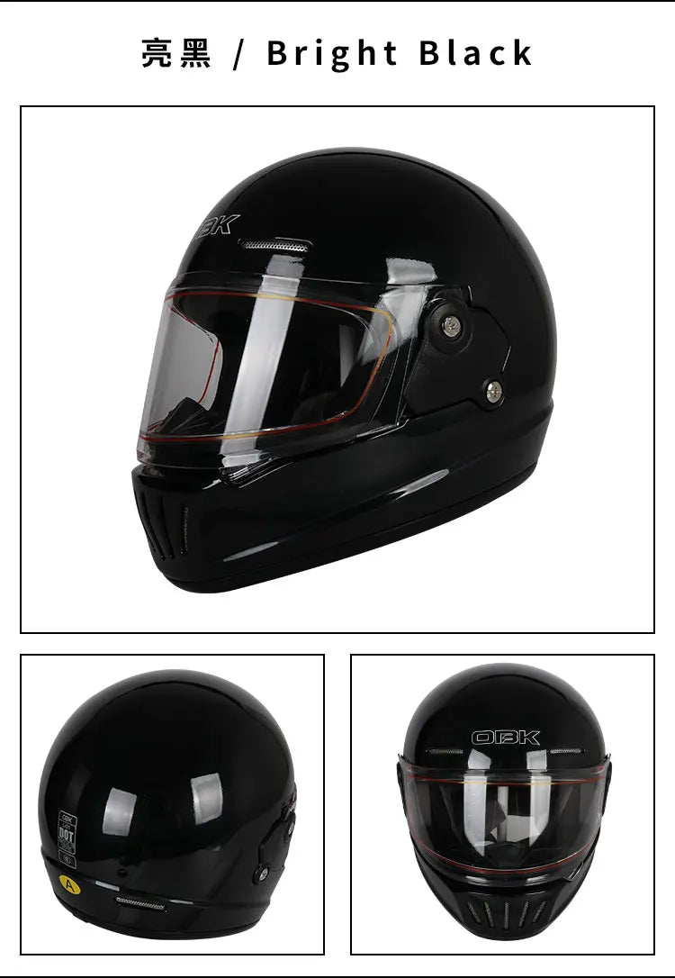 Retro-style full-face helmet with multi-color lenses, ABS material, DOT certified, suitable for all seasons