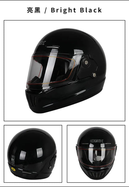 Retro-style full-face helmet with multi-color lenses, ABS material, DOT certified, suitable for all seasons