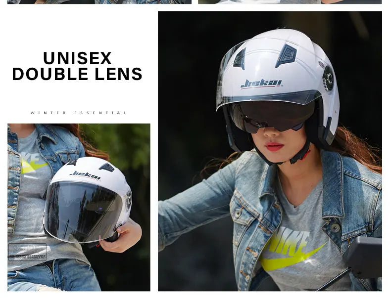 JIEKAI Motorcycle Half Helmet Men Dual Lens Scooter Moto Casco Village Riding Capacete De Moto Motocross Helmets